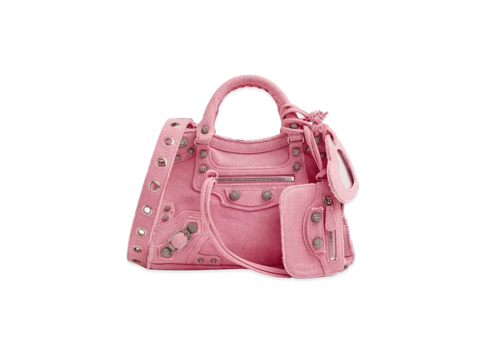 BALENCIAGA Neo Cagole XS Handbag in Denim "Pink"