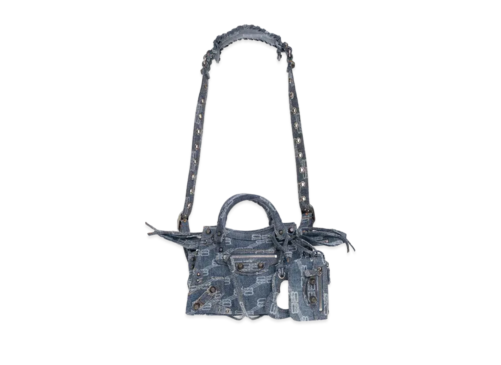 BALENCIAGA Neo Cagole XS Handbag BB Monogram Bleached Denim "Blue"