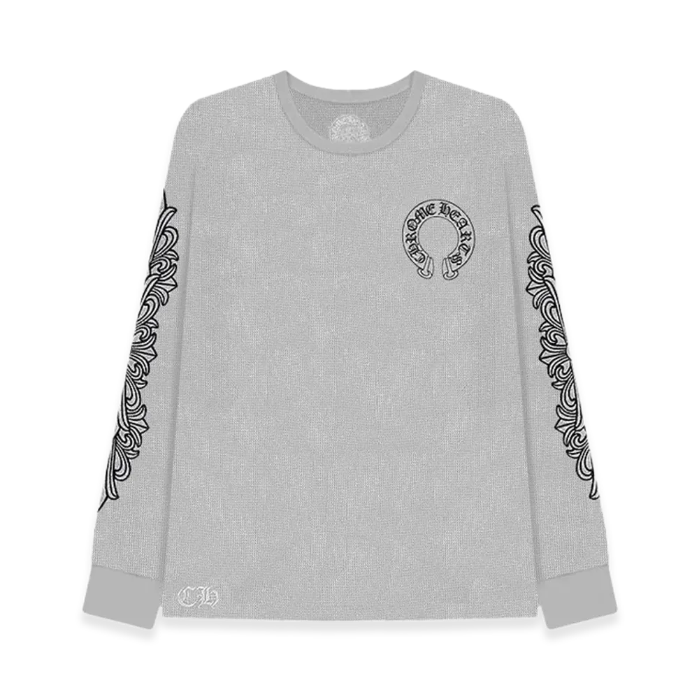Chrome Hearts Horseshoe Floral Sleeve Waffle Thermal Shirt "Grey"
