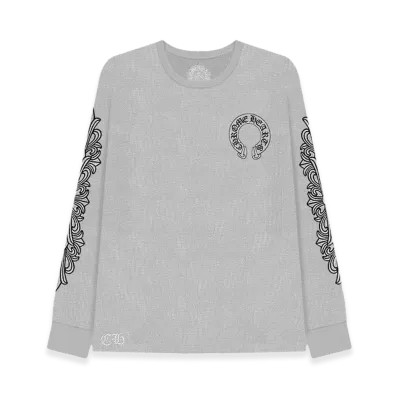 Chrome Hearts Horseshoe Floral Sleeve Waffle Thermal Shirt "Grey"