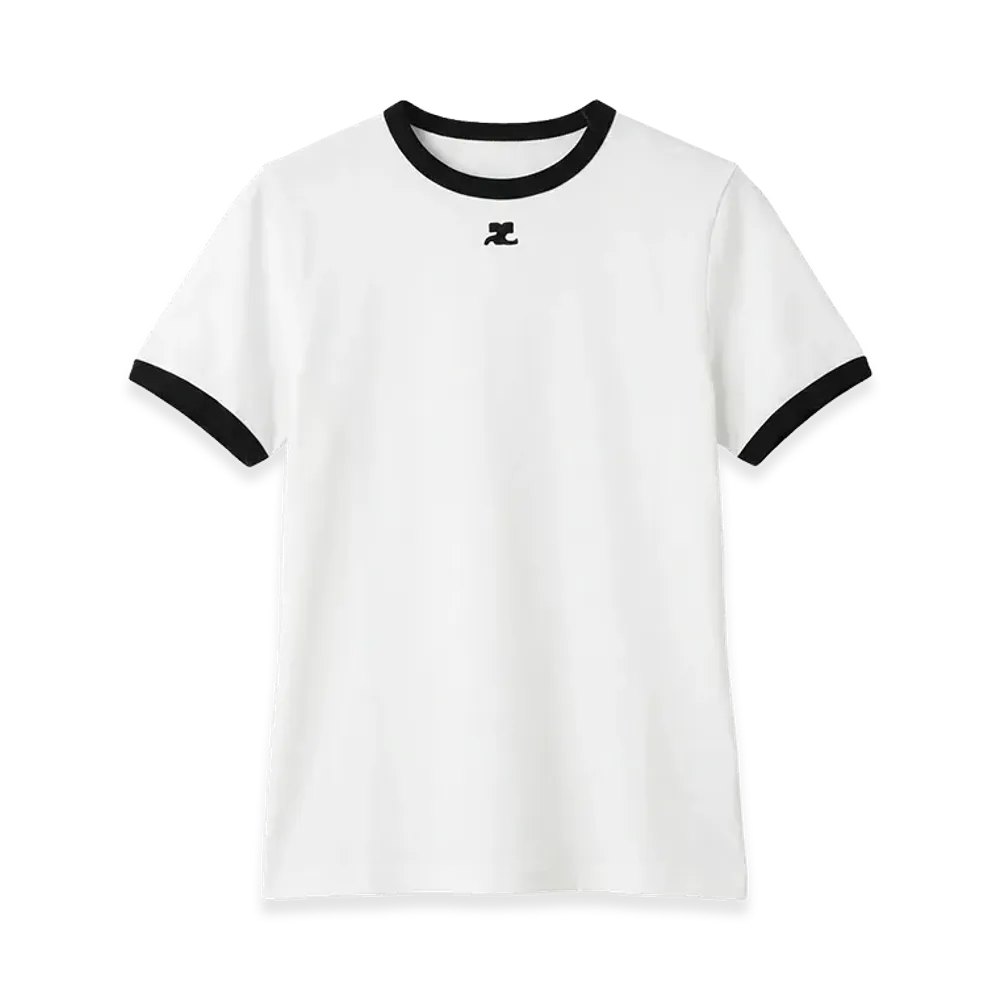 Courreges Women's Signature Contrast T-Shirt "White/Black"