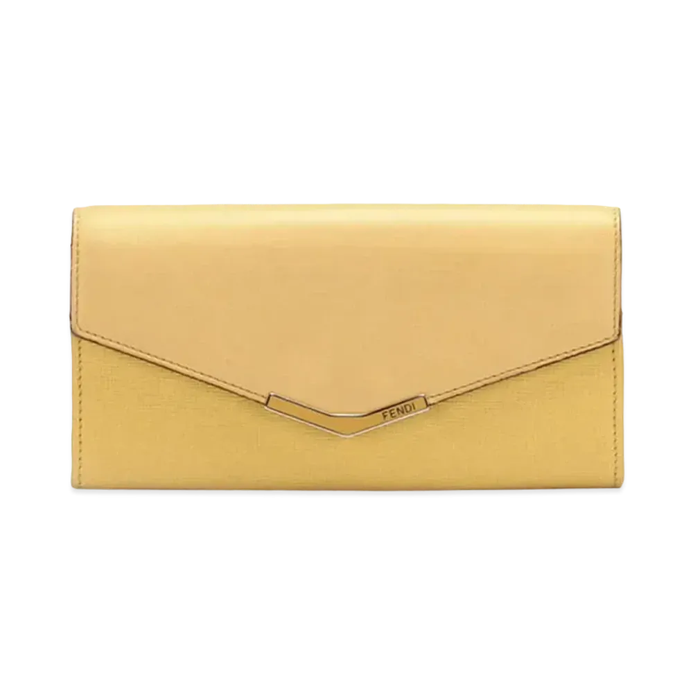 FENDI 2Jours Leather Flap Long Wallet "Yellow"