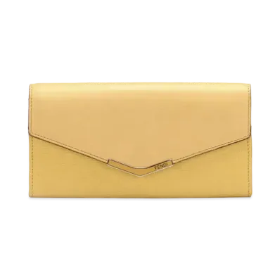FENDI 2Jours Leather Flap Long Wallet "Yellow"