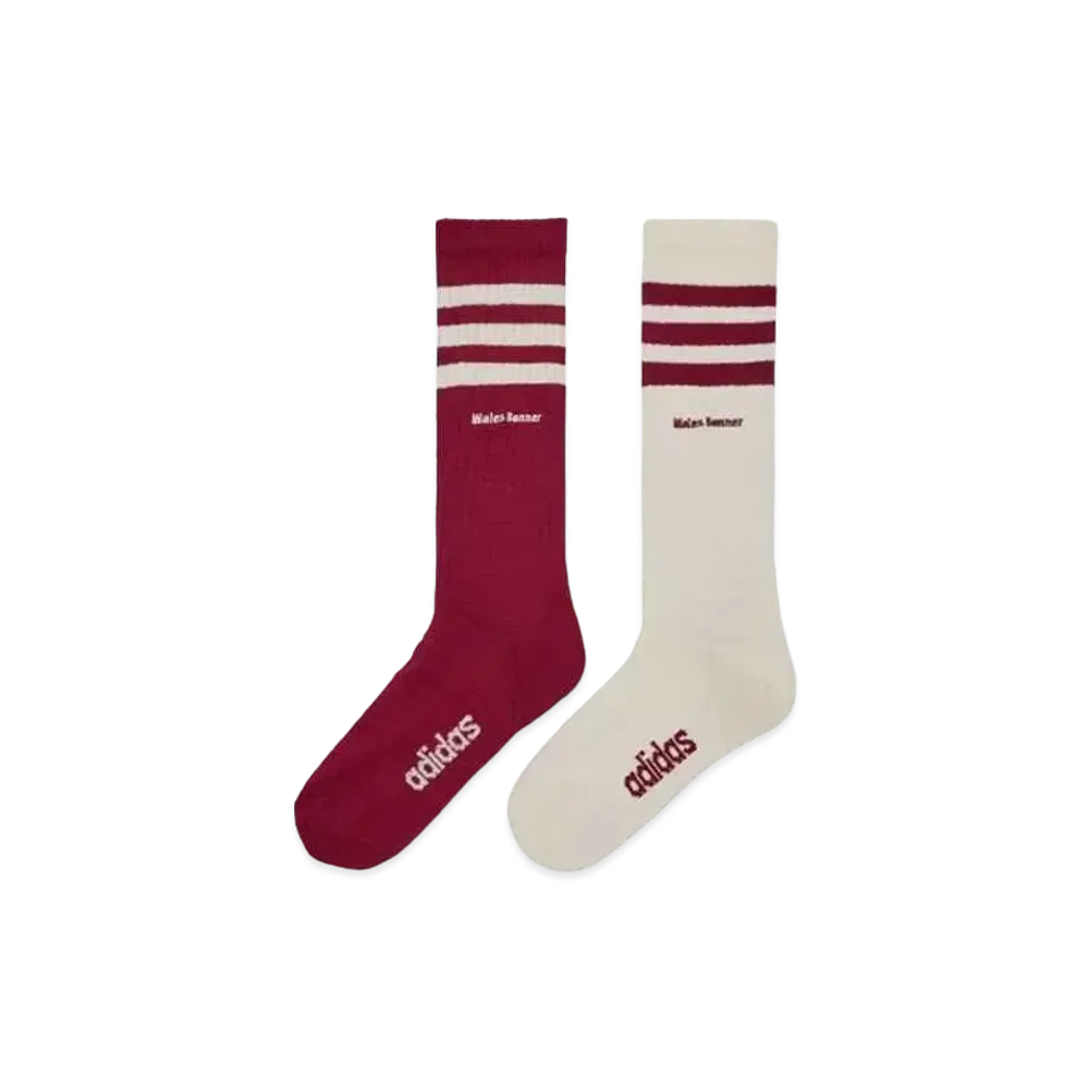 adidas x Wales Bonner Three Stripes Socks "Wonder White/Collegiate Burgundy"