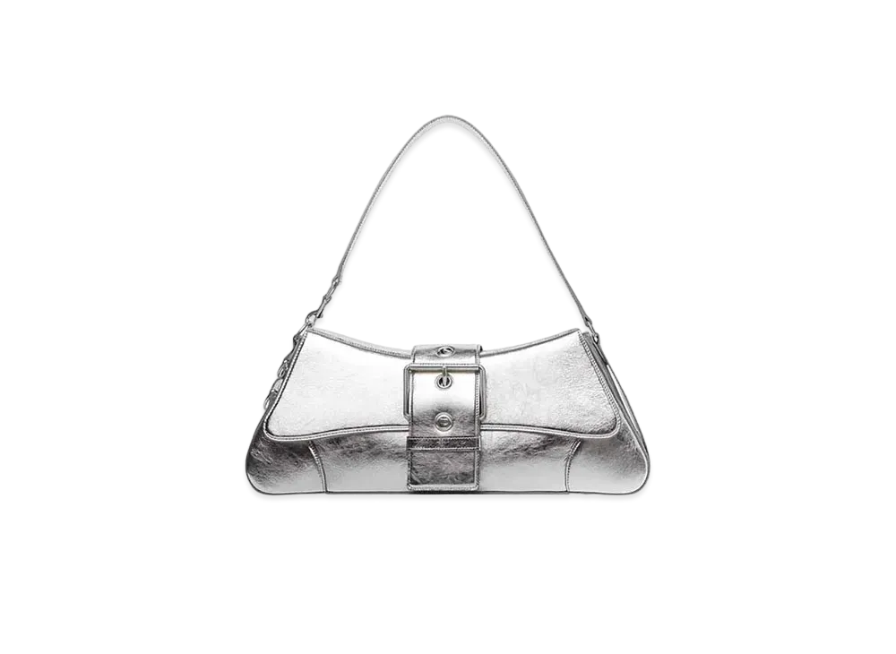 BALENCIAGA Lindsay Small Shoulder Bag with Strap Pleated Mirror Effect "Silver"