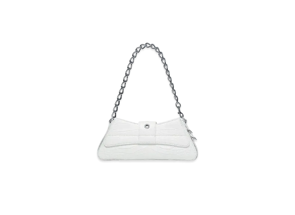 BALENCIAGA Lindsey Cross Body Bag Crocodile "White"