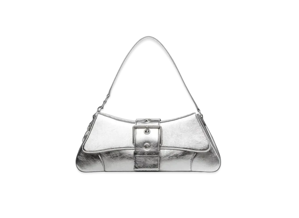 BALENCIAGA Lindsay Large Shoulder Bag Pleated Mirror Effect "Silver"
