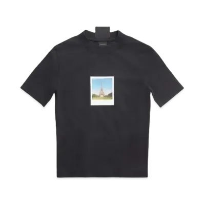 BALENCIAGA Women's Paris By Day Tight T-shirt Small Fit "Black"