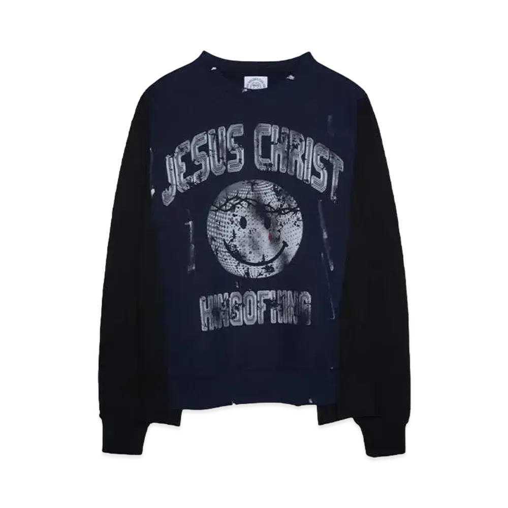 SOMEIT REBULID SWEAT SHIRTS "BLACK/NAVY/BLACK"