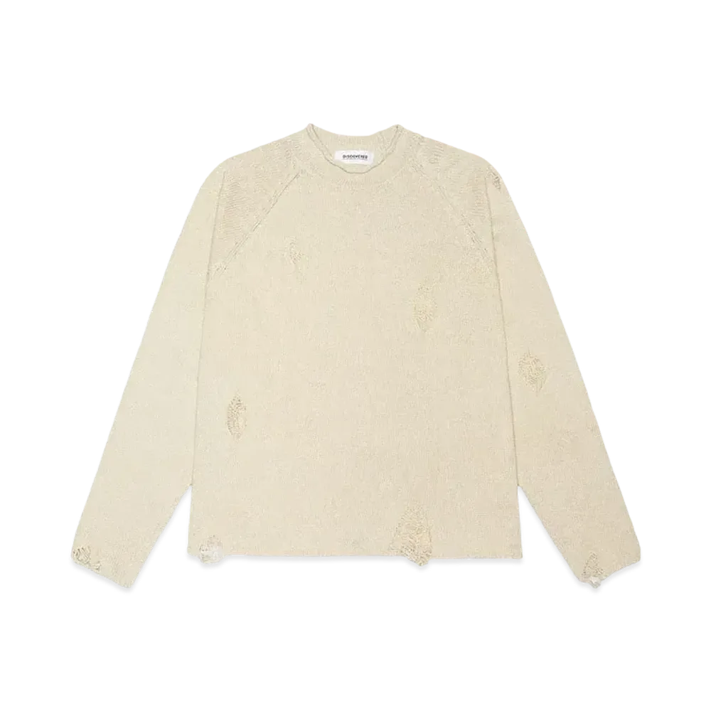 DISCOVERED DAMAGE COTTON CREW NECK KNIT "BONE"