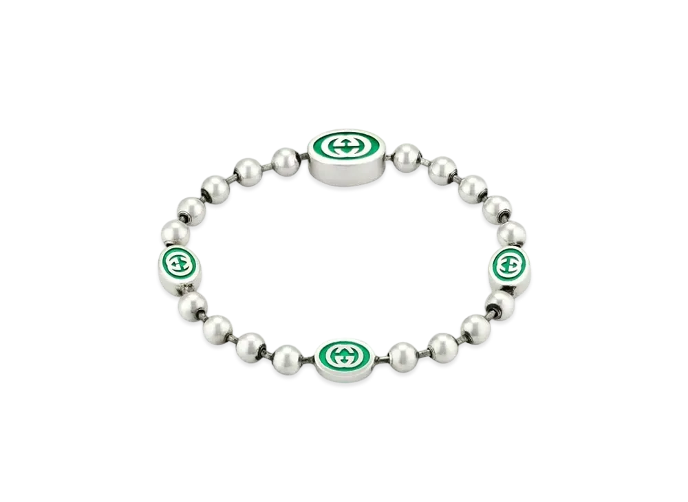 GUCCI Interlocking G Ball Chain Bracelet "Silver"