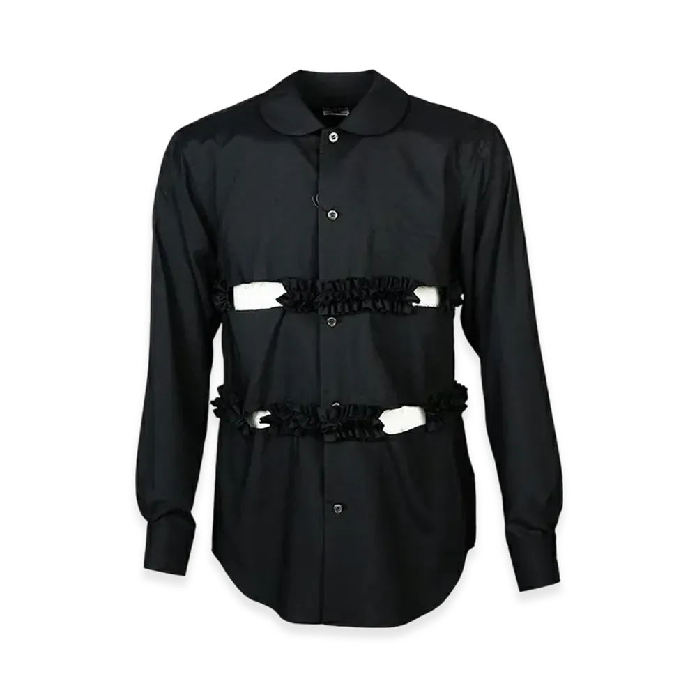 BLACK COMME des GARCONS Polyester Spun Broadcloth Shirt "Black"