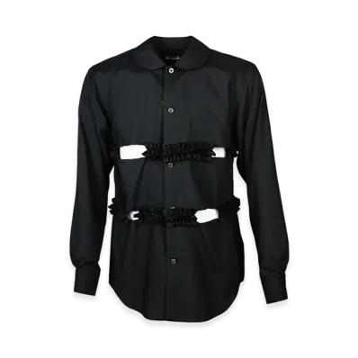 BLACK COMME des GARCONS Polyester Spun Broadcloth Shirt "Black"