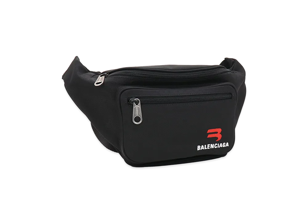BALENCIAGA Explorer Waist Bag Embroidered Logo "Black"