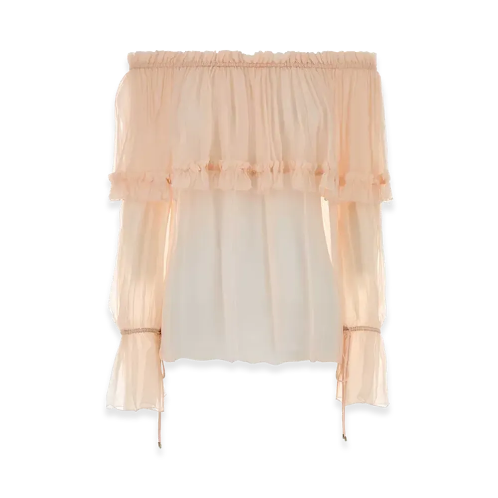 Chloe Women's Peach Crepe Blouse "Beige"