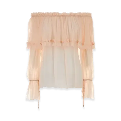 Chloe Women's Peach Crepe Blouse "Beige"