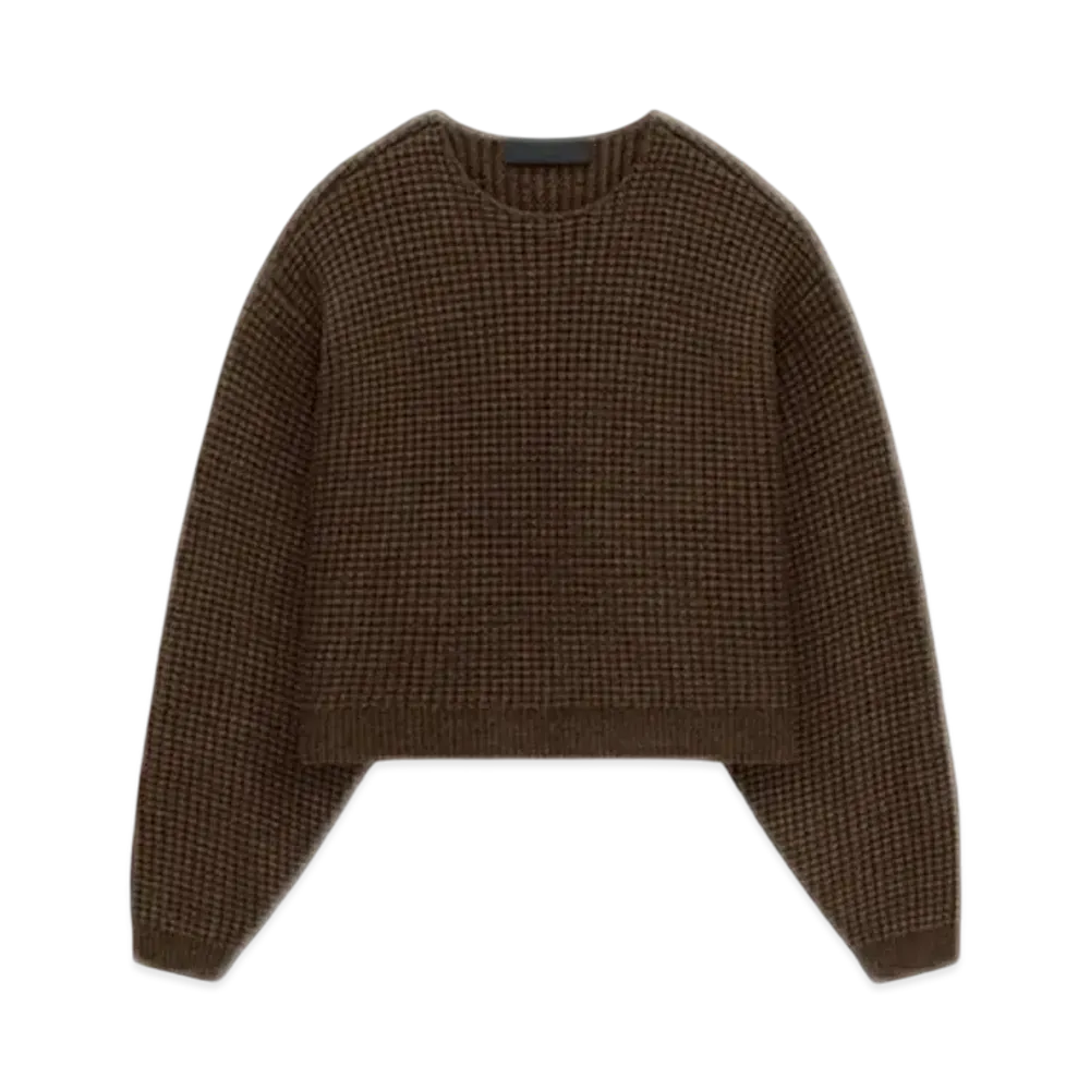 FEAR OF GOD Essentials Women's Heavy Waffle Cropped Sweater "Brown"
