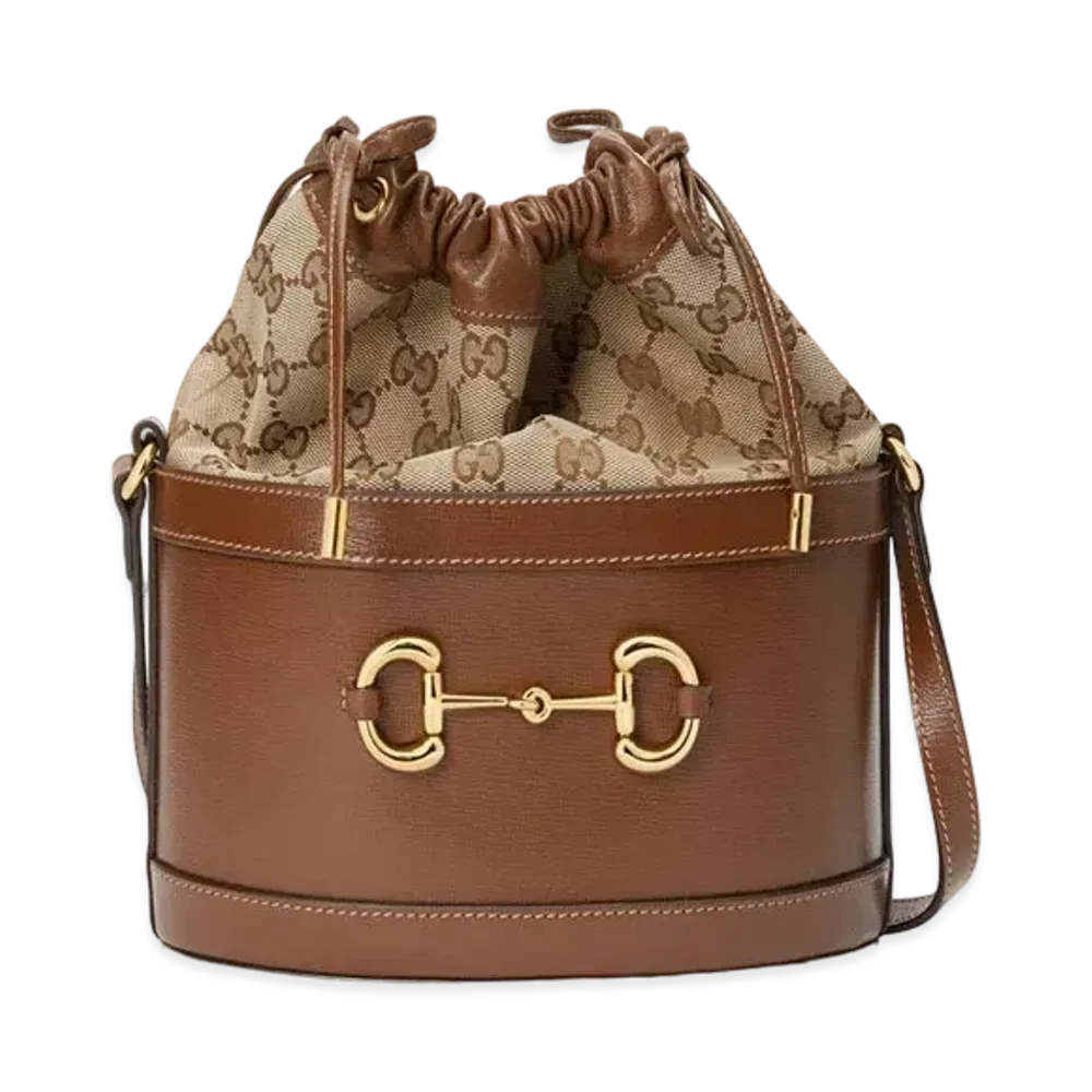 GUCCI Horsebit 1955 Bucket Bag "GG CanvasBrown"