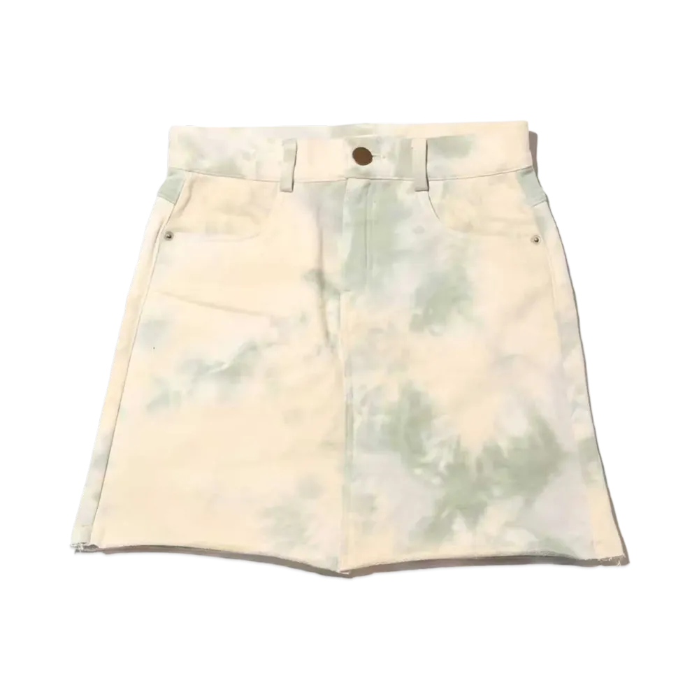 atmos pink Tie Dye Pattern Sweatshirt Miniskirt "Green"