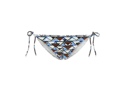 PRADA Women's Printed Stretch Nylon Bikini Bottom "Celestetabacc"