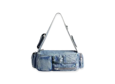 BALENCIAGA Superbusy Small Sling Bag In Denim "Blue"