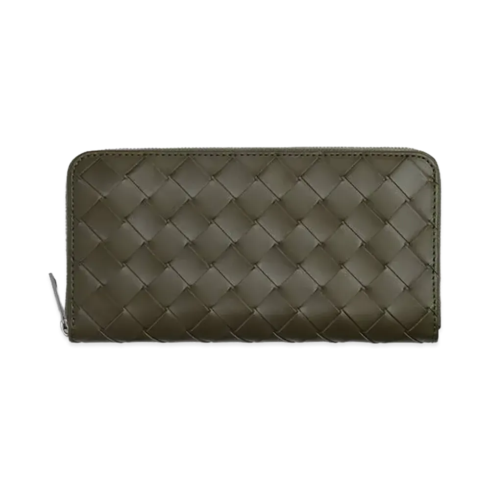 Bottega Veneta Intrecciato Zip Around Wallet "Crocodile"