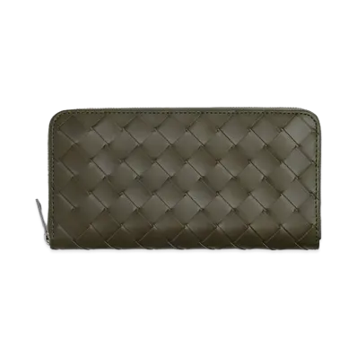 Bottega Veneta Intrecciato Zip Around Wallet "Crocodile"