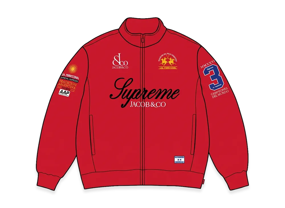 Supreme x La Martina Zip Up Sweatshirt "Red"
