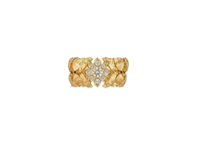 GUCCI Flora 18K Wide Diamond Ring "Gold"