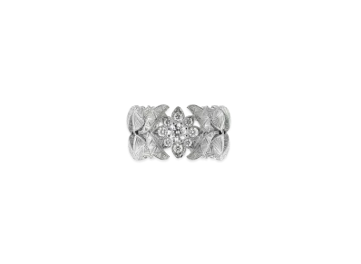 GUCCI Flora 18K Wide Diamond Ring "Silver"