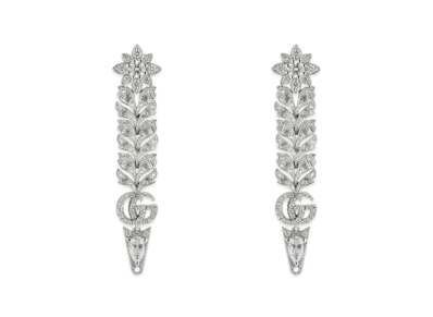 GUCCI Flora Double G Earrings 18K "White Gold"