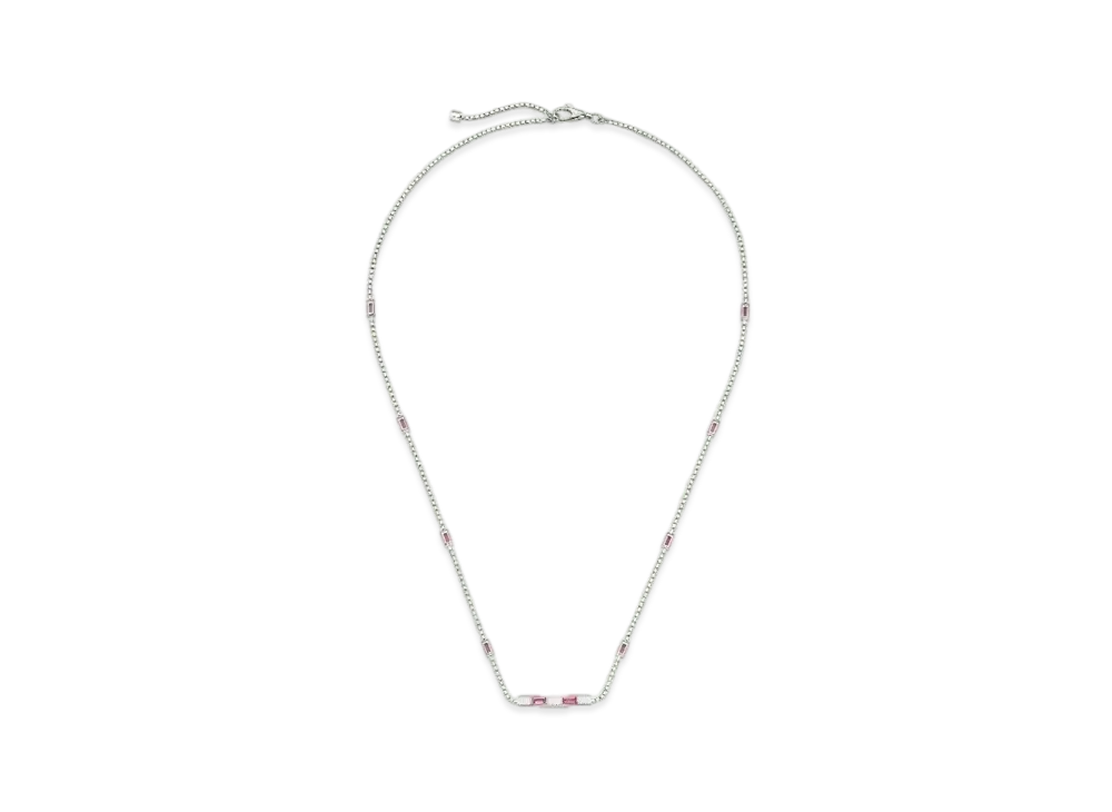 GUCCI Link to Love Rectangle Step Red Tourmaline Necklace