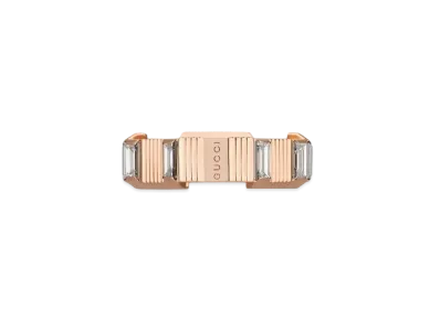 GUCCI 18K GUCCI Link to Love Series Baguette Cut Diamond Ring "Rose Gold"