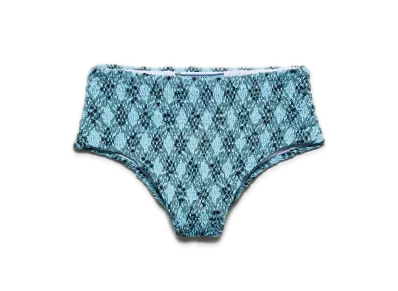 PRADA Check Print Jersey Bikini Bottom "Blue green"