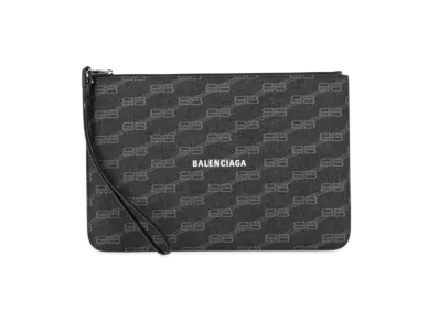BALENCIAGA BB Monogram Canvas Strap Clutch Bag "Black"