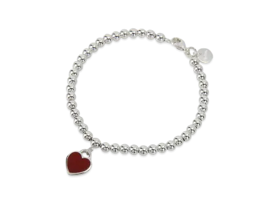 Tiffany & Co. Return to Tiffany Mini Heart Bead Bracelet with Diamonds Small "Silver"