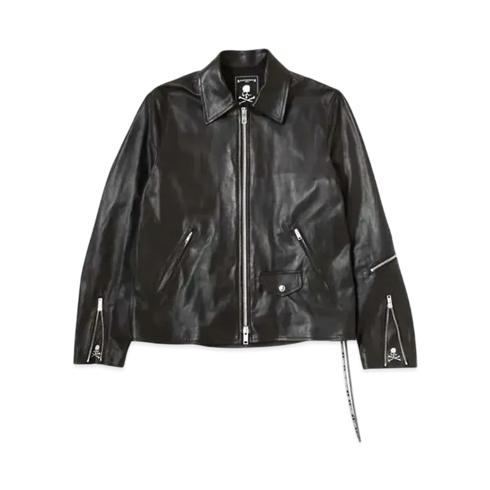 mastermind WORLD Leather Zip Up Jacket "Black"