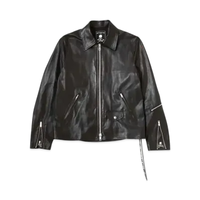 mastermind WORLD Leather Zip Up Jacket "Black"
