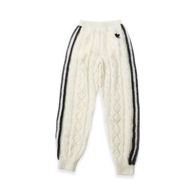 GUCCI Trefoil Mohair Three Stripe Knit Pants "Ivory/Black"
