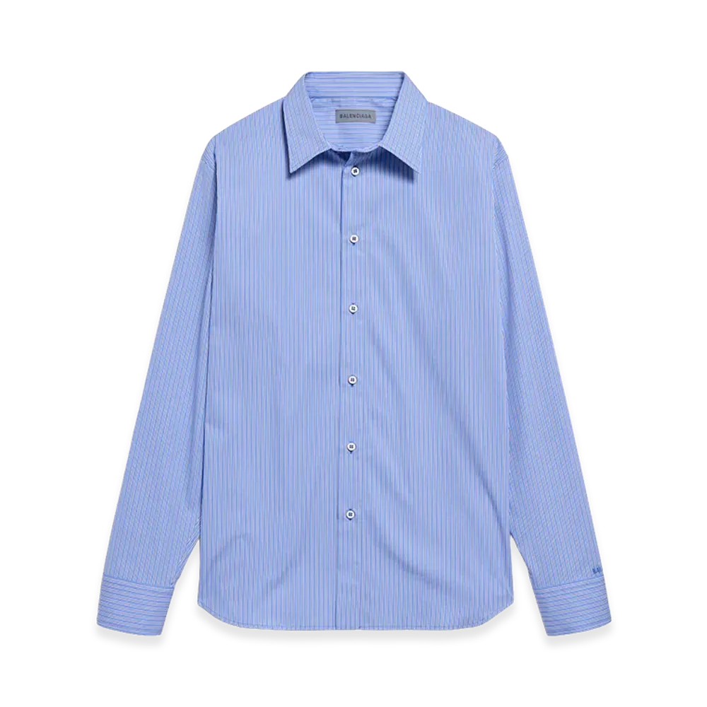 BALENCIAGA Women's Striped Poplin Shirt In Ultrafine Technical Poplin "Blue"