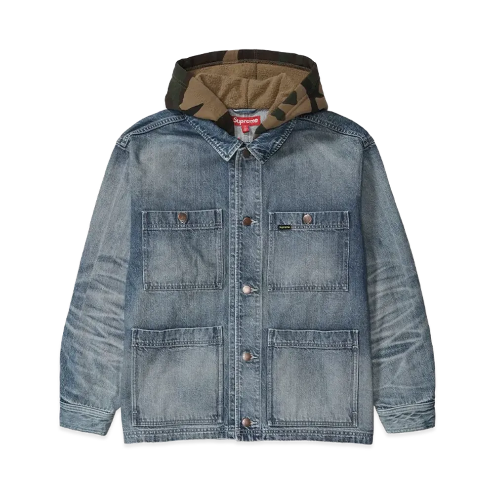 Supreme Worn Hooded Chore Coat "Denim"