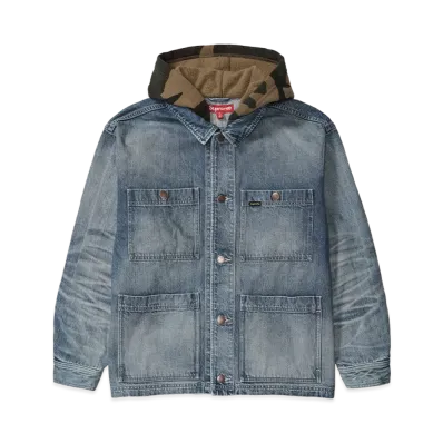 Supreme Worn Hooded Chore Coat "Denim"