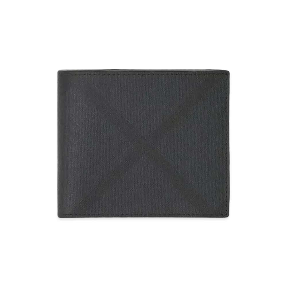 Burberry London Check International Bifold Coin Wallet "Dark Charcoal"