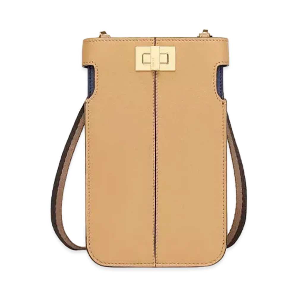 FENDI Peekaphon Leather Pouch "Beige"