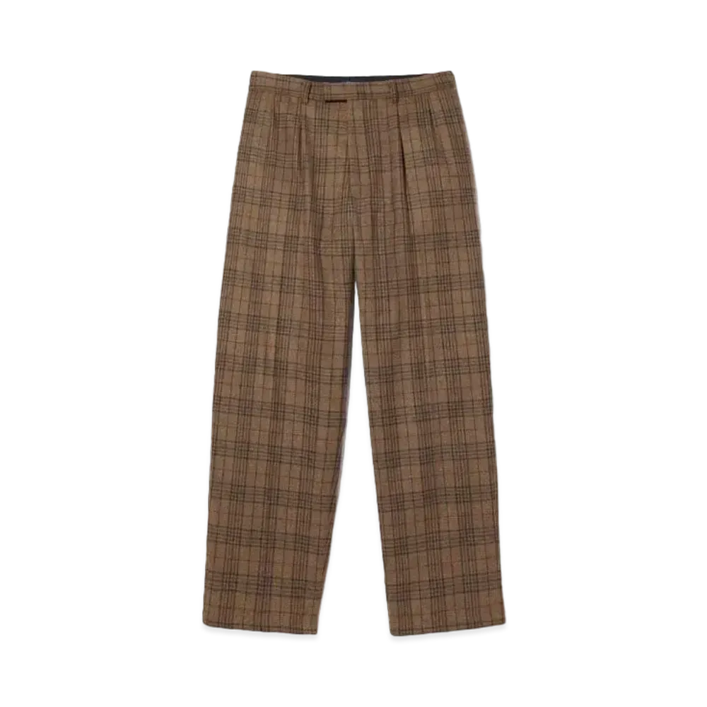 Noah Double Pleat Wool Trouser "Brown"