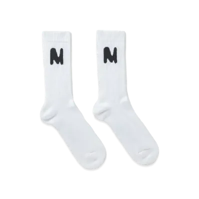 MSGM Socks With Themwave Jacquard Graphic "White"