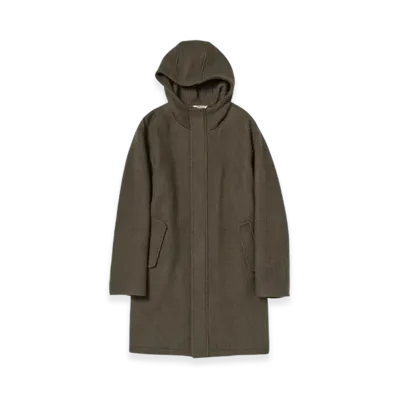 AURALEE Brushed Alpaca Wool Melton Hooded Coat "Dark Olive"