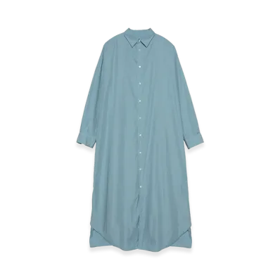 Graphpaper minus Botanical Dyed Broad Oversized Regular Collar Dress "Sax"