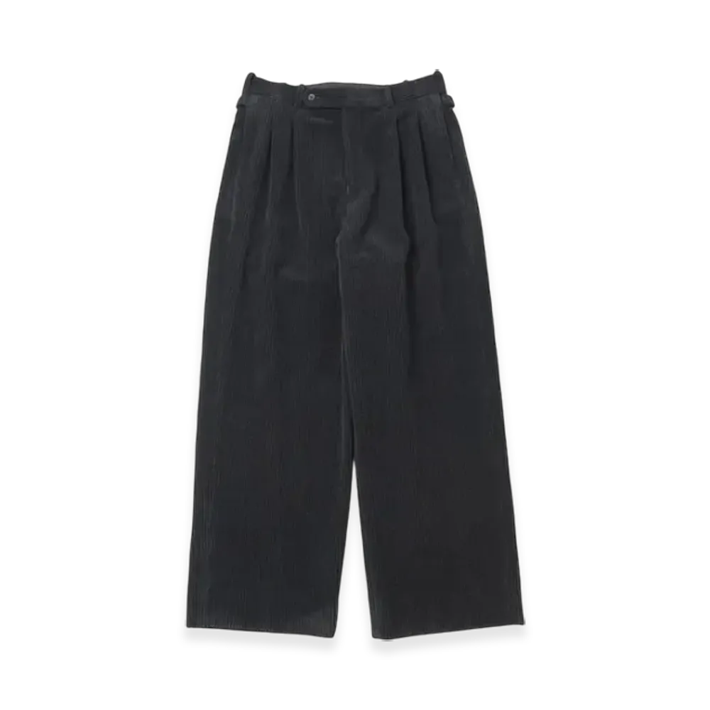 A.PRESSE Wool Corduroy Wide Tapered Trousers "Black"
