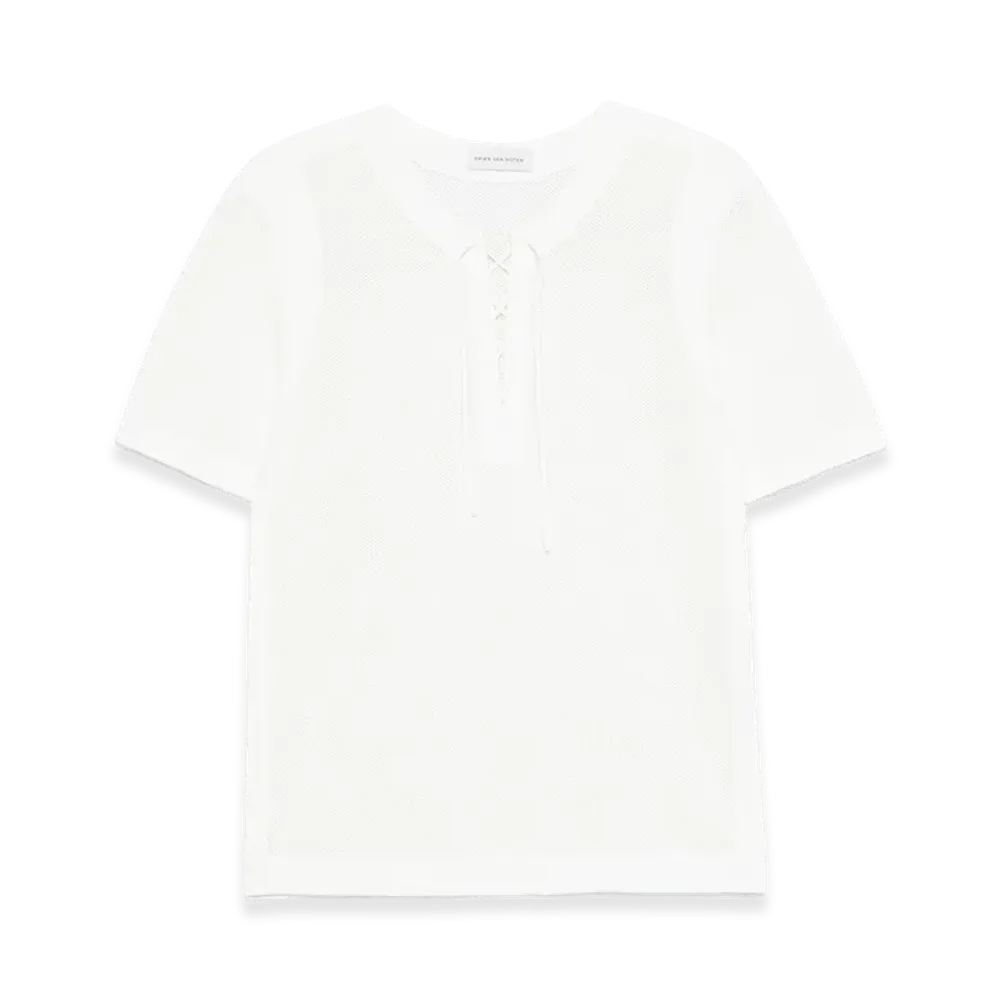 DRIES VAN NOTEN Cotton T-Shirt With Mesh Inserts "White"